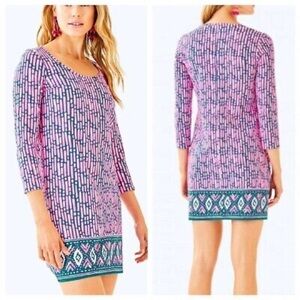 Lilly Pulitzer Beacon Dress Mandevilla Pink Slathouse Stripe Engineer - Medium